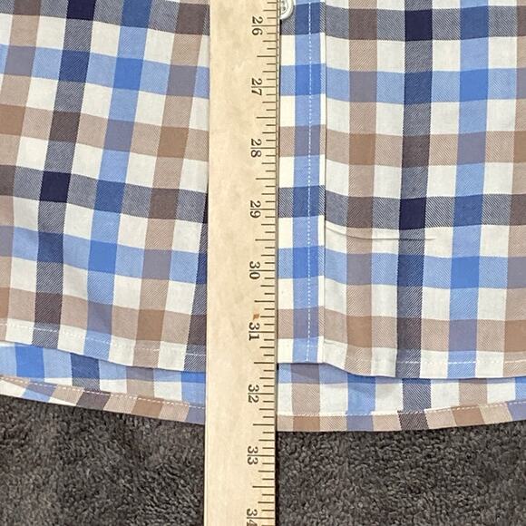Jos A Bank Men's XL Executive Collection Long Sleeve Blue Tan White Large Check - Picture 8 of 11